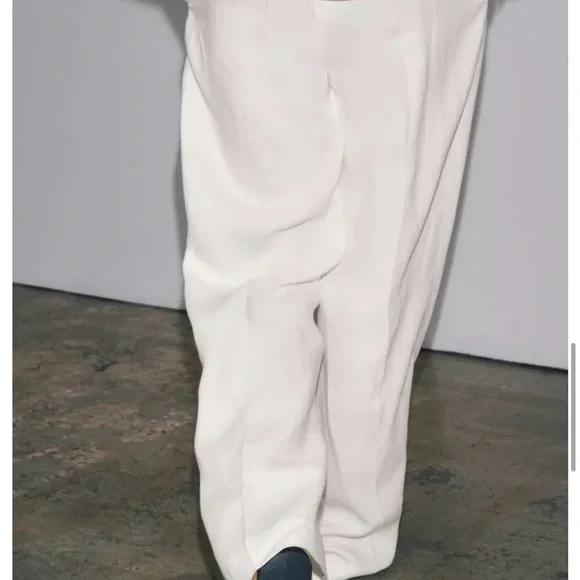 PLEATED LINEN BLEND PANTS ZW COLLECTION - Picture 5 of 8